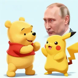 winnie the pooh vs pikachu, fist fight, detailed faces, putin face, in battle by anders zorn, wonderful, masterpiece by greg rutkowski, beautiful cinematic light, by greg manchess, jessica rossier