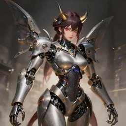 a clowork female japanese demon naraka robot diffuse lighting fantasy intricate elegant highly detailed lifelike photorealistic digital painting artstation