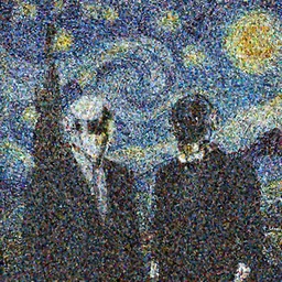 Daft Punk members in starry night style