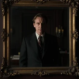 a man in a dark mirror room, by wally pfister, by emmanuel lubezki, stunning striking still frame from a movie, 4 k
