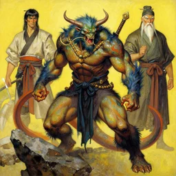 wuxia, monster, character design, colorful, painting by gaston bussiere, craig mullins, j. c. leyendecker, tom of finland