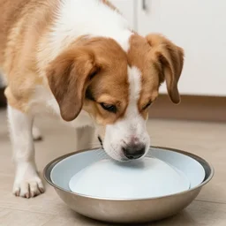 a very detailed and sharp photo of a dog doing the dishes