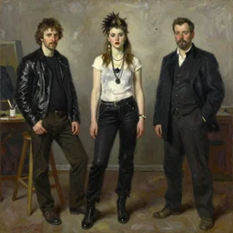 painterly style!!! solomon joseph solomon and richard schmid and jeremy lipking victorian loose genre loose painting full length portrait painting of a young beautiful woman punk rocker
