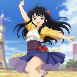 chika fujiwara from kaguya - sama dancing, highly detailed, bright tones
