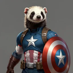 A ferret as Captain America, Digital painting