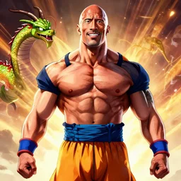Dwayne Johnson  as a dragon ball z character, detailed