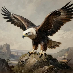 Technical drawing of an eagle with a detailed description. Leonardo Da Vinci style