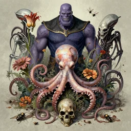 the platonic ideal of flowers, rotting, insects and praying of cletus kasady carnage thanos dementor chtulu mandelbulb schpongle octopus bioshock xenomorph baraka dead space, ego death, decay, dmt, datura stramonium, concept art by randy vargas and zdzisław beksinski