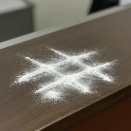 lines of cocaine on a bank counter