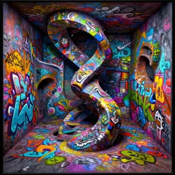 graffiti twisted forms, inside the weird multicolored 3 d graffiti realm, high definition image, ps 2 graphics, ps 2 screenshot, computer render, extremely detailed and intricate