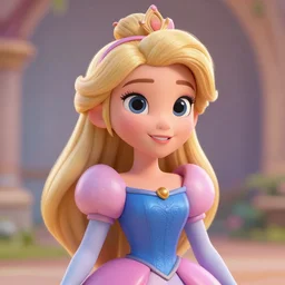 a 3d princess with blonde hair , 3d cgi , disney style