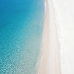 an aerial drone photo of a white sands beach and clear blue waters, fine art photography, trending on Instagram, water caustics