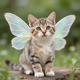 cottage core kitten with fairy wings