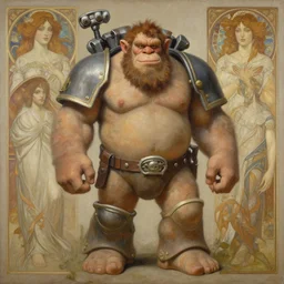 beautiful neutral earth toned palette knife painting artwork of a norwegian giant troll by yoji shinkawa jeremy mann, full body character portrait warhammer, charlie bowater and magali villeneuve and alphonse mucha, gaston bussiere, craig mullins, j. c. leyendecker, by artgerm
