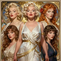 ultra realistic illustration, a stunningly beautiful greek goddess of chaos played by marilyn monroe and dove cameron and margot robbie and taylor swift and megan fox, intricate, elegant, highly detailed, digital painting, artstation, concept art, smooth, sharp focus, illustration, art by artgerm and greg rutkowski and alphonse mucha