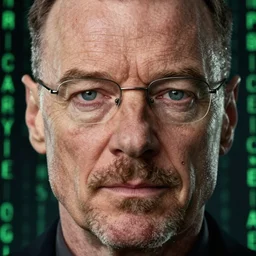 close up still of walter white seeing the matrix code, highly detailed face, highly detailed skin, award winning scene, photography, photo
