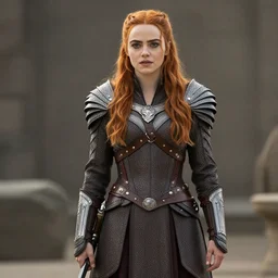 full shot photo of emm stone as a valkyrie warrior, highly detailed, 4k