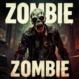 old film poster zombie vr, text reads zombie