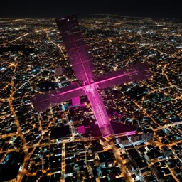 satellite view of dar es salaam at night, pink lighting