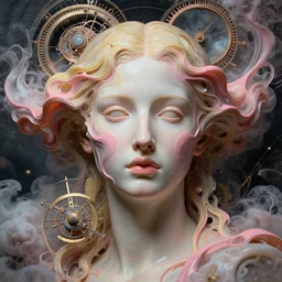 communist epic beautiful intricate and detailed concept art. abstract supermodel female face with blond and pink liquid fluid carbon god. abstract sculpture. art noveau clouds. astronomical mechanism. 1 7 th century masterpiece by michelangelo. aetheral concept art, close up portrait photography by amy leibowitz. greg rutkowski, 3 d, wlop, victo ngai, kandinski