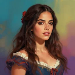 A beautiful portrait of eiza gonzález as santanico pandemonium, digital art by Eugene de Blaas and Ross Tran, vibrant color scheme, highly detailed, in the style of romanticism, cinematic, artstation, Greg rutkowski