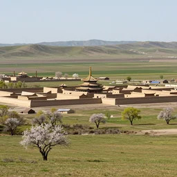 ancient city in the open eurasian steppes, beautiful spring view, matte painting, highly detailed, sharp