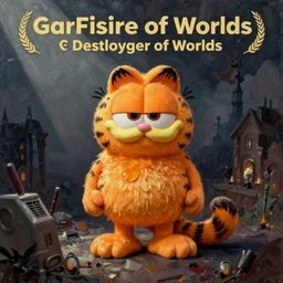 i am become Garfield destroyer of worlds, Jim Davis oil painting, lovecraft