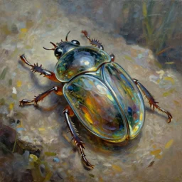 a scarab made of glass, fantasy oil painting