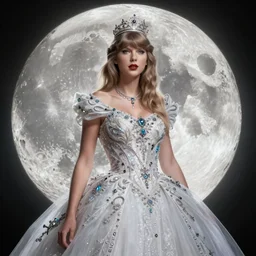 taylor swift as a princess of the moon, intricate, elegant, highly detailed, digital painting, artstation, concept art, smooth, sharp focus, illustration, art by, william mortensen, arny freytag