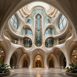 intricate architectural rendering of futuristic temple interior by antoni gaudi, syd mead, studio ghibli, makoto shinkai, cinematic, art deco, parametric design, organic design, award winning, masterpiece, designboom, cgarchitect, trending on archinect, archillect, 8 k