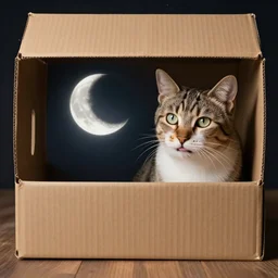 cat eat moon in the box