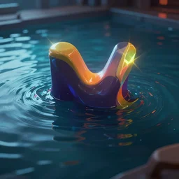 abstract 3 d y 2 k aesthetic from the 2 0 0 0 s with pools of water and dark and moody lighting, rendered in bryce 3 d, ray - tracing, 3 d video game, futuristic, science fiction, atmosphere, water ripples, depth of field, vibrant color, lens flare, trending on artstation, ultra high detail, cinematic, focused, 8 k