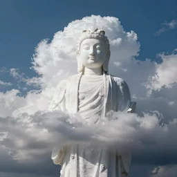 statue in the shape of a white cloud,