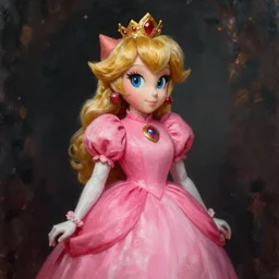 An ultra realistic portrait painting of Princess Peach wearing his pink dress and golden tiara in the style of Frank Frazetta, 4k, Ultrarealistic, Highly Detailed, Dark Fantasy, Epic Lighting