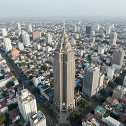 a dhaka city landscape shot from a dji drone, hyper realistic, photograph, sharp focus, intricate details, bangladesh