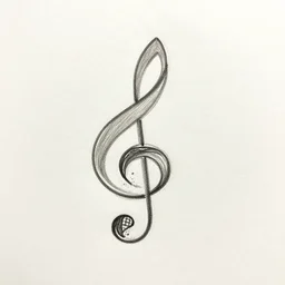 extremely minimal single line tracing of an acorn that turns into a tree in the shape of a treble clef with a perceptual edge in the middle, single line drawing with small color explosions