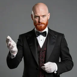 handsome balded ginger man, magician, 8 k photography, realistic, artstation