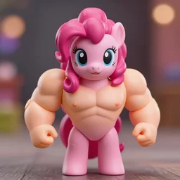 pinky pie my little pony, neca!!! pretty! beautiful! powerlifter oversized muscular very detailed realistic action figure by neca face close up full body in the style of neca, character by neca, film still, bokehs