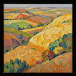 an abstract set of large shapes, colorful, warm colors, painterly, detailed painting of a landscape, extremely high detail, brush strokes, top view, black background, illustration by ross tran