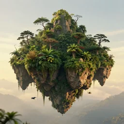 symmetry!! free fall, surreal landscape, jungle, floating island, golden hour, very detailed, perfect composition, perfect lighting, 4 k, trending on artstation, greg rutkowski, derek zabrocki, artgerm, 3 d render, octane render
