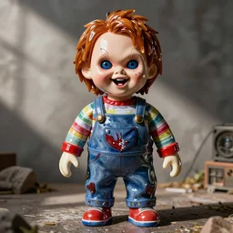 screaming chucky doll made of out murano glass octane render