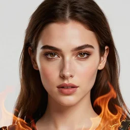 azctec warrior, actress julia fox, detailed perfect face, exquisite details, fire magic, mid view, design on a white background, by studio muti, greg rutkowski makoto shinkai takashi takeuchi studio ghibli
