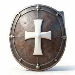 hyper detailed legendary roman shield with a white cross in the middle, red and gold, elegant concept design, by greg rutkowski and unreal engine 5