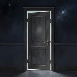 Somewhere beyond Space and Time, a door waiting to be opened sits. I wonder what lies beyond the door? Trending on Artstation, Digital Art