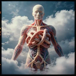 gordian knot made out of a humanoid nervous system, clouds, cinematic, volumetric lighting, f 2 aperture, cinematic eastman 5 3 8 4 film, photorealistic