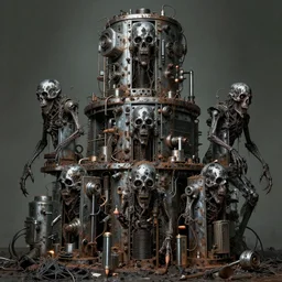 pencils of rotting, 1 1 horrifying chromed machines in tiers, all mainframe and medical, filthy, putrid chrome dip, black mold patina, rusted, by wayne d barlowe, boris vallejo, geof darrow, stefano tamburini, torch light, muted colors, epic, hyper detailed, awe inspiring, award winning horror, hyper realism, cinematic