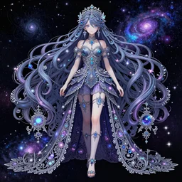 anime girl with cosmic,magic long hair, Super-Resolution, HSL, 2-bit, VR, Uniform, Nano, Senary, RTX, insanely detailed and intricate, hypermaximalist, elegant, ornate, hyper realistic, super detailed, full body, full body shot, full image