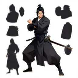 elegant concept character sprite sheet art of full body portrait of dark eldrich samurai in fighting stance, concept art, smooth, sharp focus, vivid color scheme, art by artgerm and greg rutkowski and gabriele dell'otto