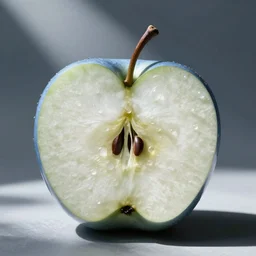 blue apple cut in half