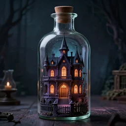 a haunted mansion inside of a bottle